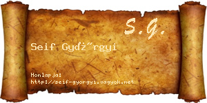 Seif Györgyi névjegykártya